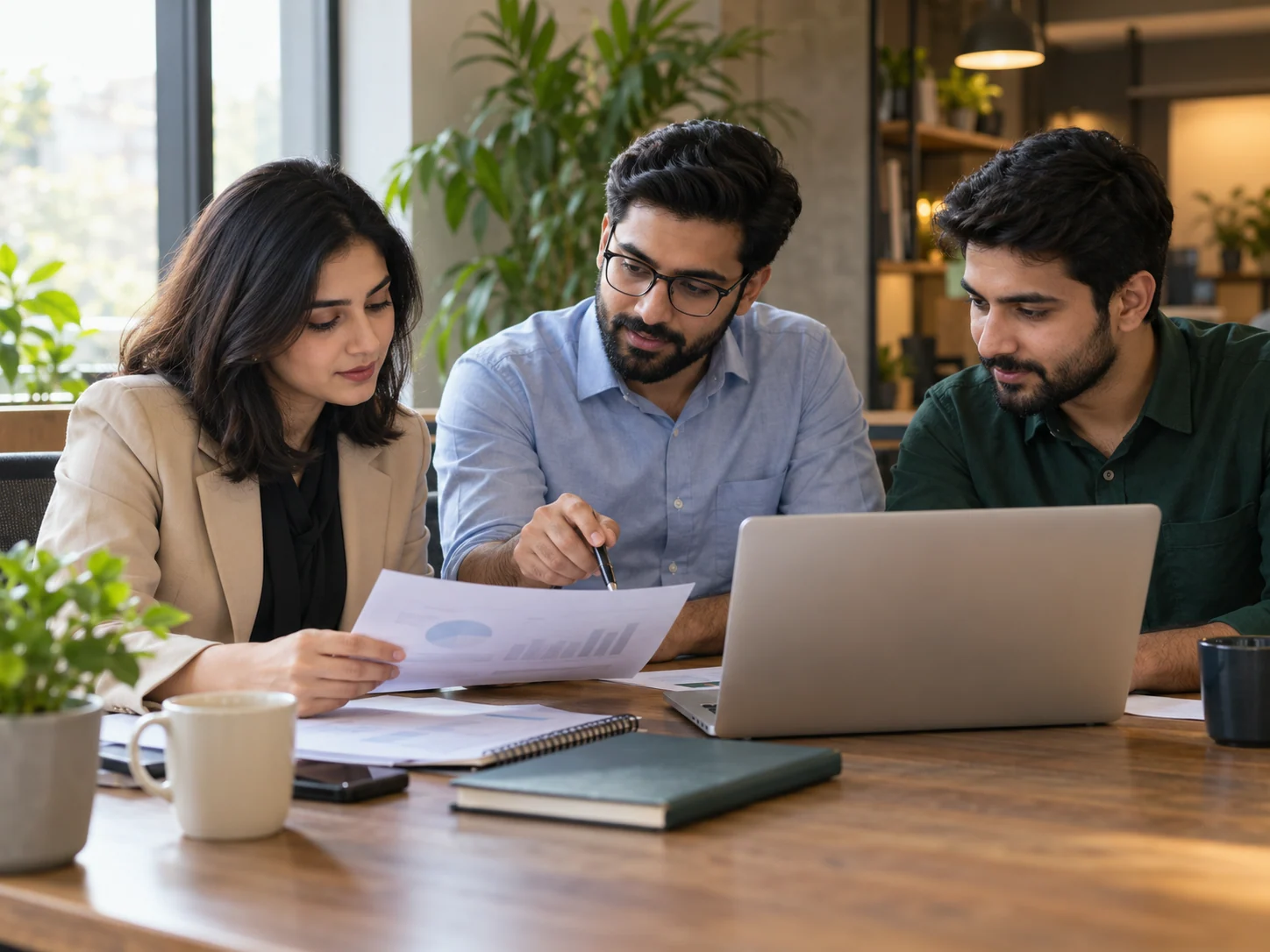 Marketing team planning work together