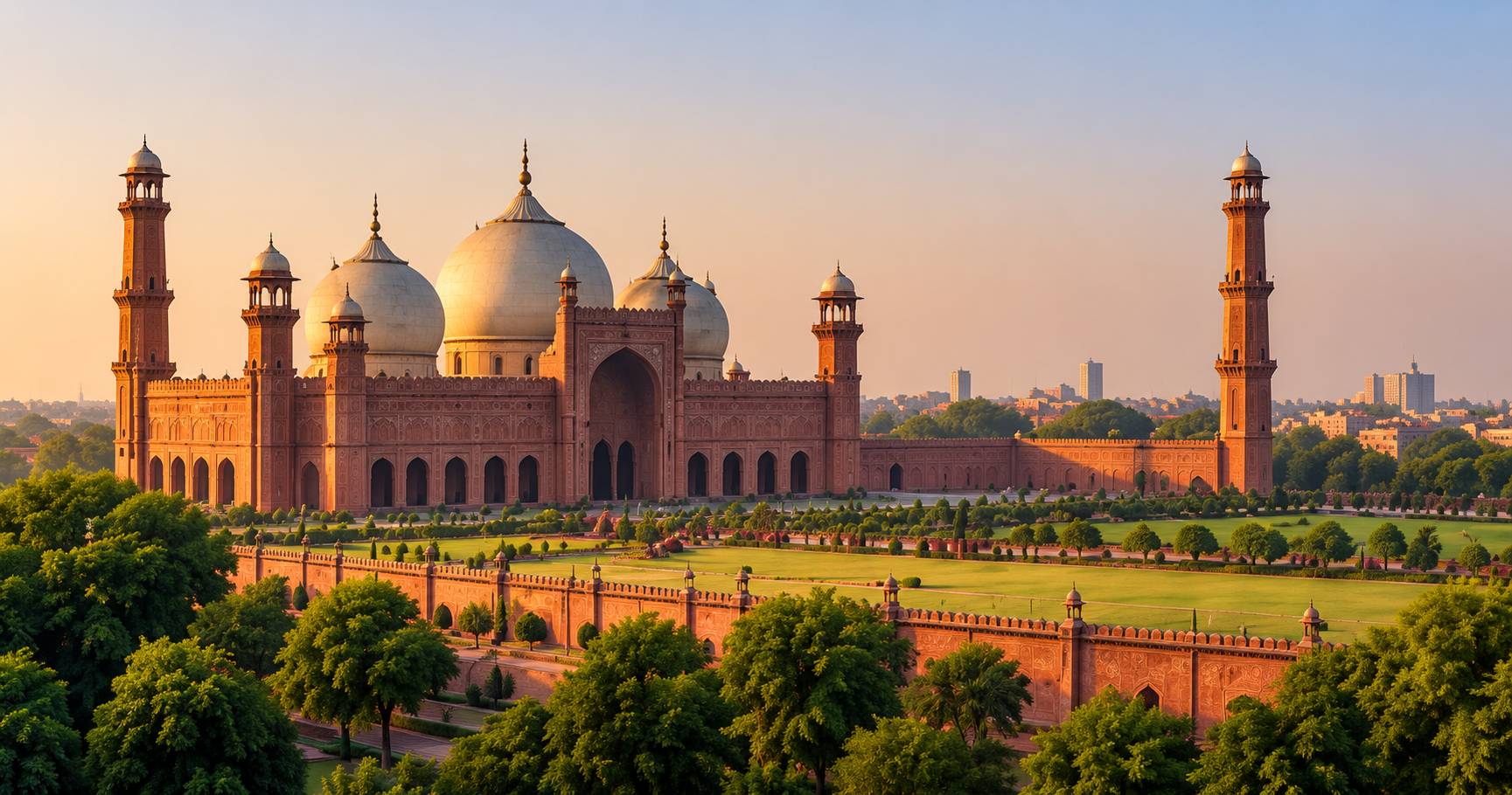Badshahi Mosque in Lahore at golden hour