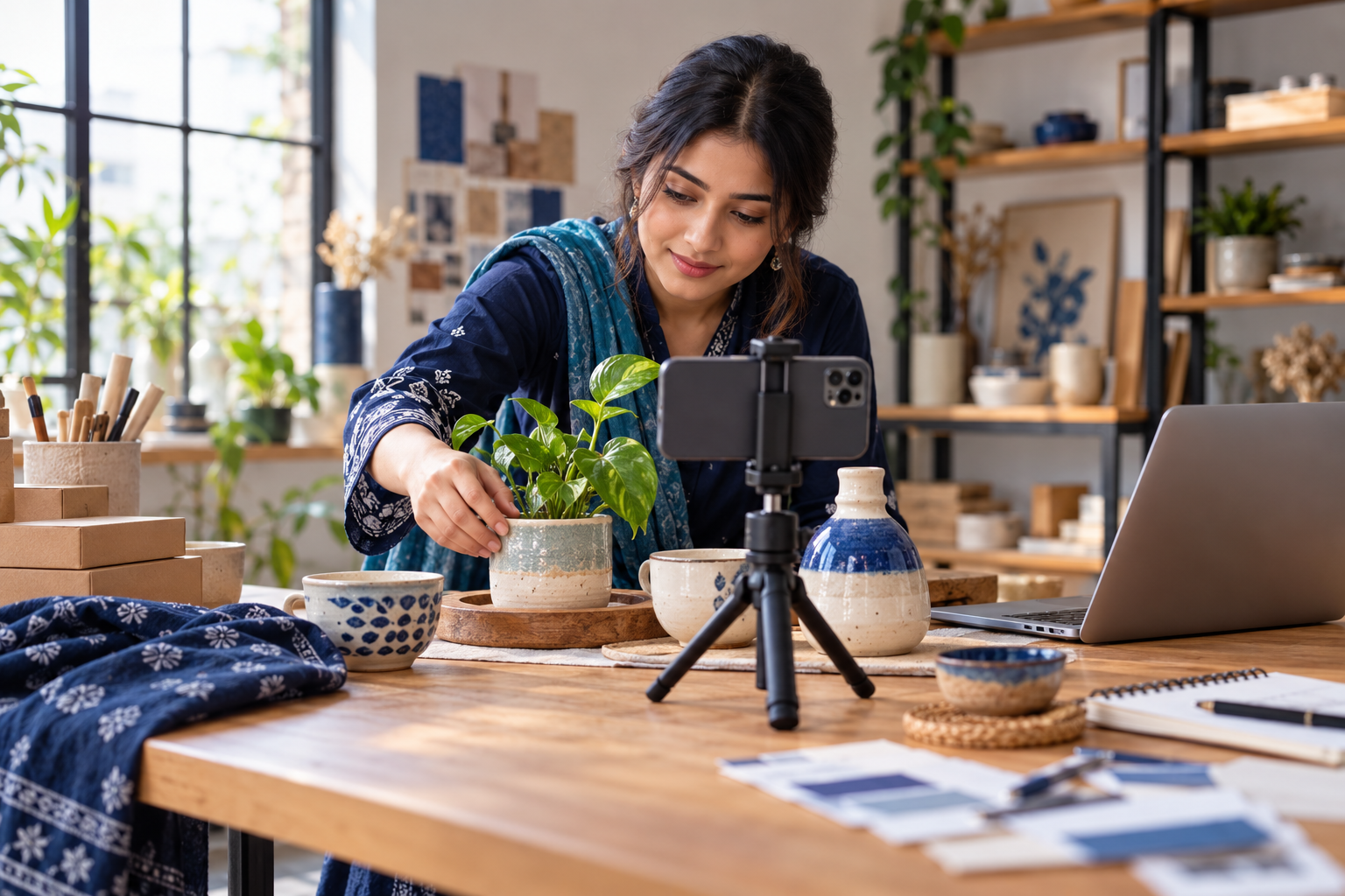 Business owner preparing a product photograph